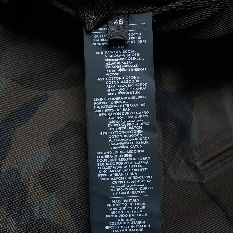 Pre Owned Tom Ford Brown Camo Printed Textured Denim Nuback Jacket M