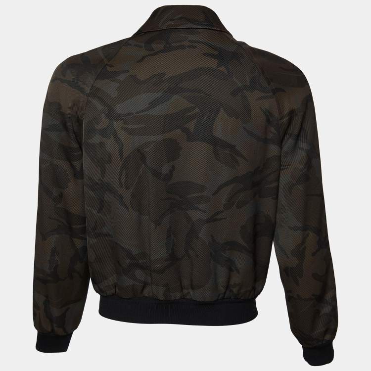 Pre Owned Tom Ford Brown Camo Printed Textured Denim Nuback Jacket M
