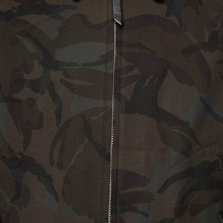 Pre Owned Tom Ford Brown Camo Printed Textured Denim Nuback Jacket M