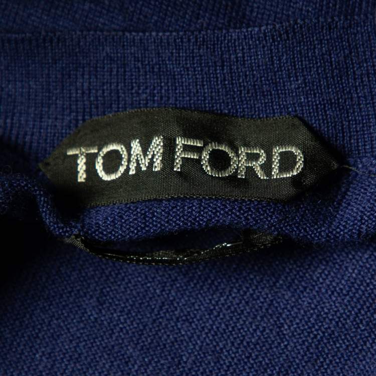 Pre Owned Tom Ford Blue Cashmere & Silk V-Neck Sweater L