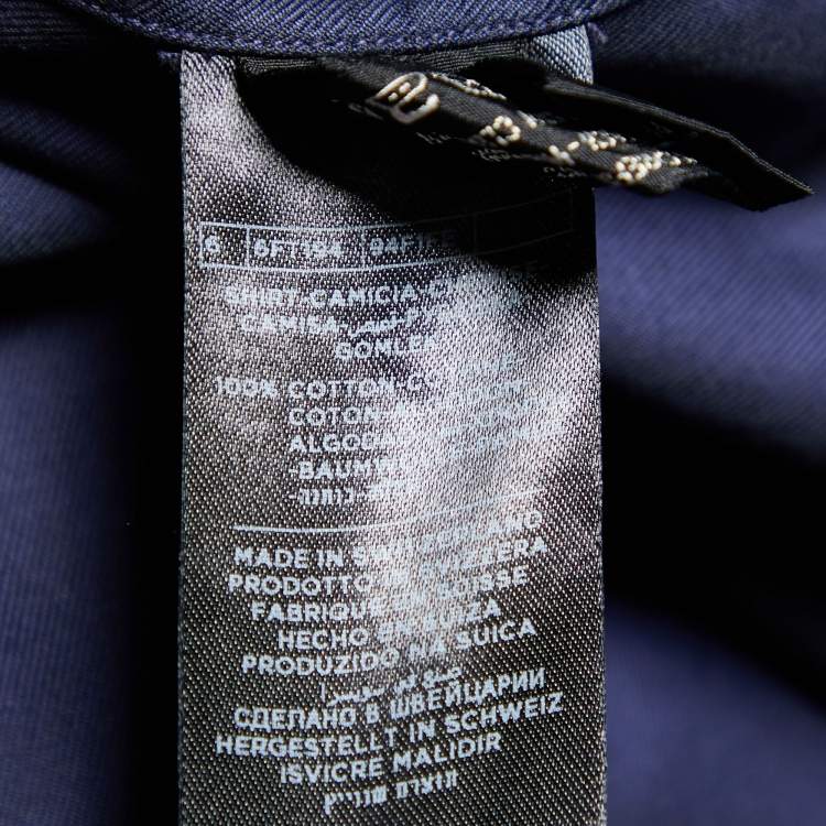Pre Owned Tom Ford Navy Blue Cotton Button Front Shirt M