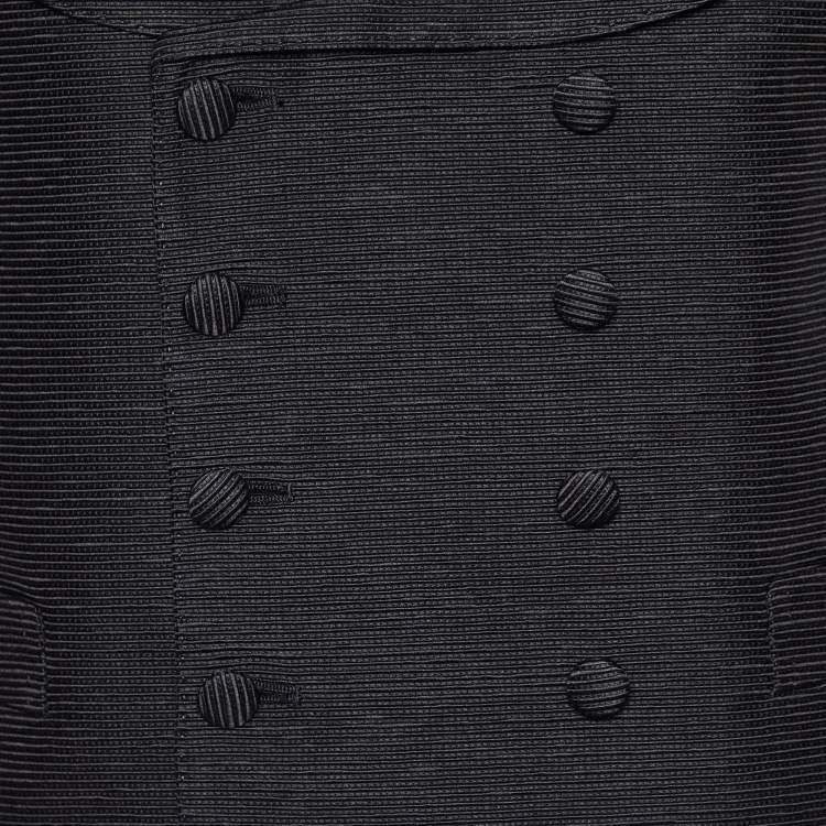 Pre Owned Tom Ford Black Textured Cotton & Silk Double Breasted Vest M