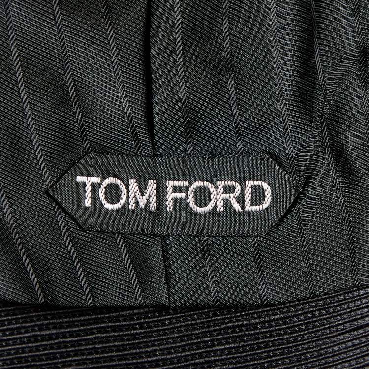 Pre Owned Tom Ford Black Textured Cotton & Silk Double Breasted Vest M
