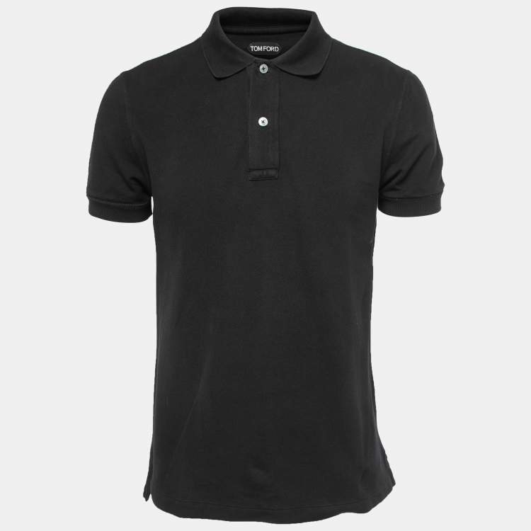 Pre Owned Tom Ford Black Cotton Pique Polo T-Shirt M