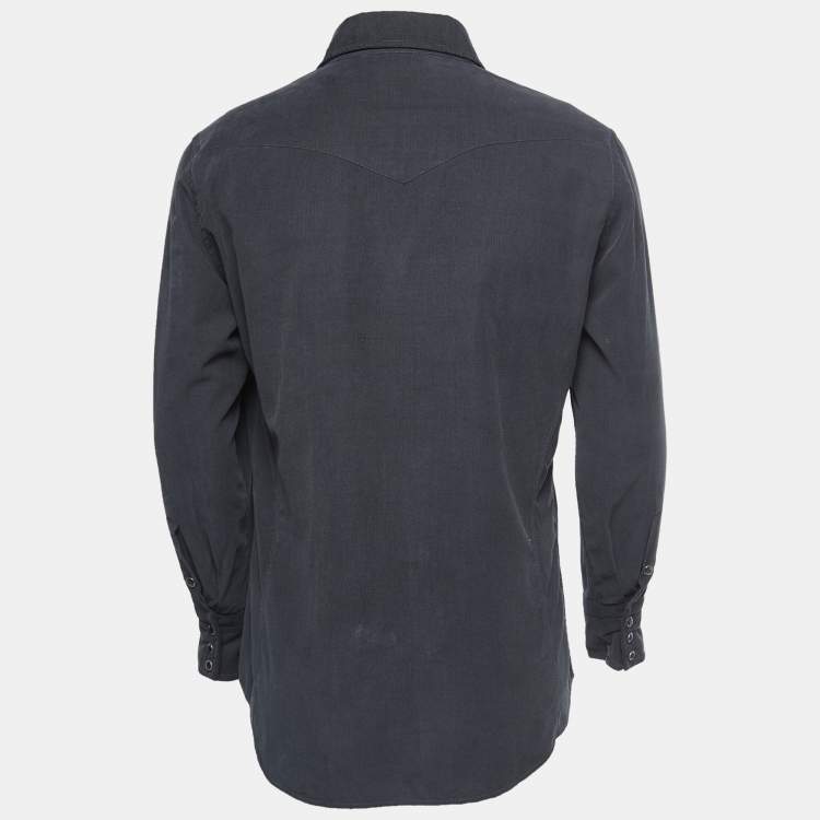 Pre Owned Tom Ford Dark Grey Corduroy Pocket Detail Shirt L
