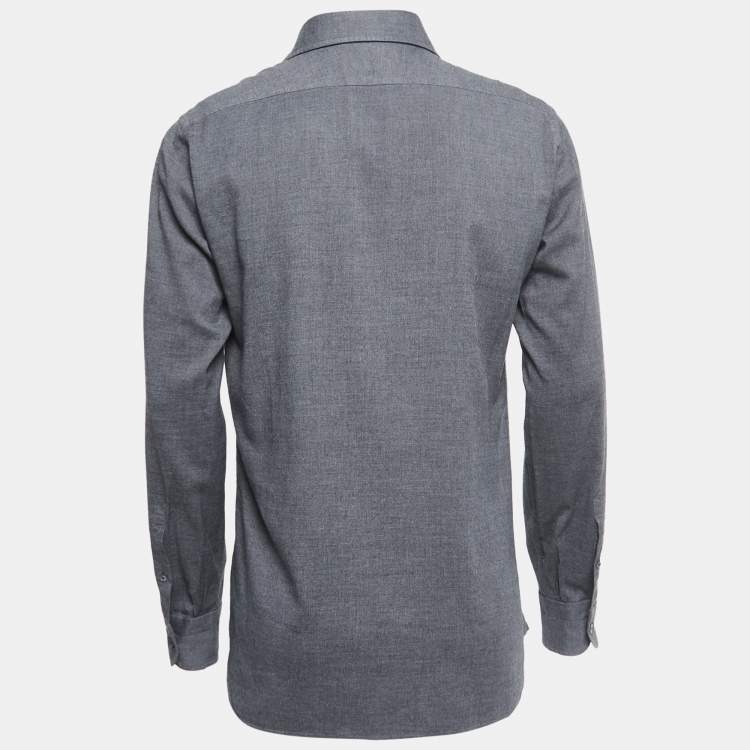 مملوكة مسبقًا Tom Ford Grey Cotton Blend Button Front Shirt L