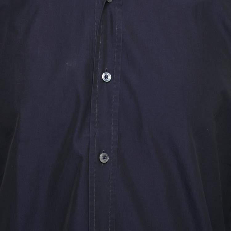 Pre Owned Tom Ford Navy Blue Cotton Button Front Shirt L