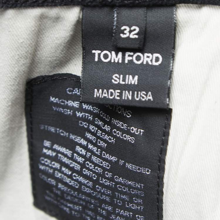 Pre Owned Tom Ford Black Denim Buttoned Jeans M Waist 32"