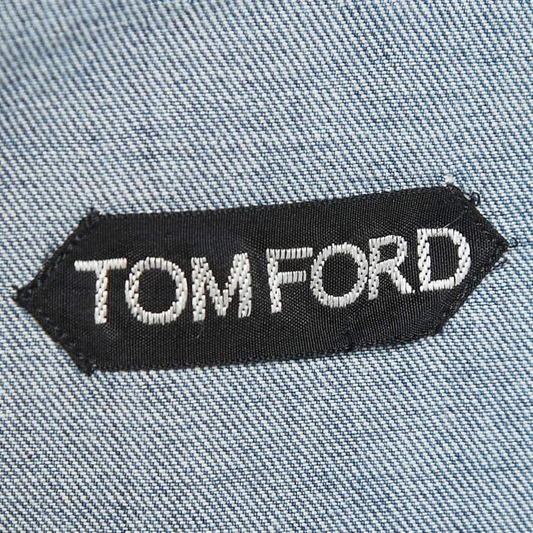 Pre Owned Tom Ford Blue Denim Button Front Full Sleeve Shirt L