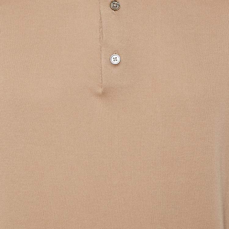 Pre Owned Tom Ford Light Brown Cotton Knit Polo T-Shirt 3XL
