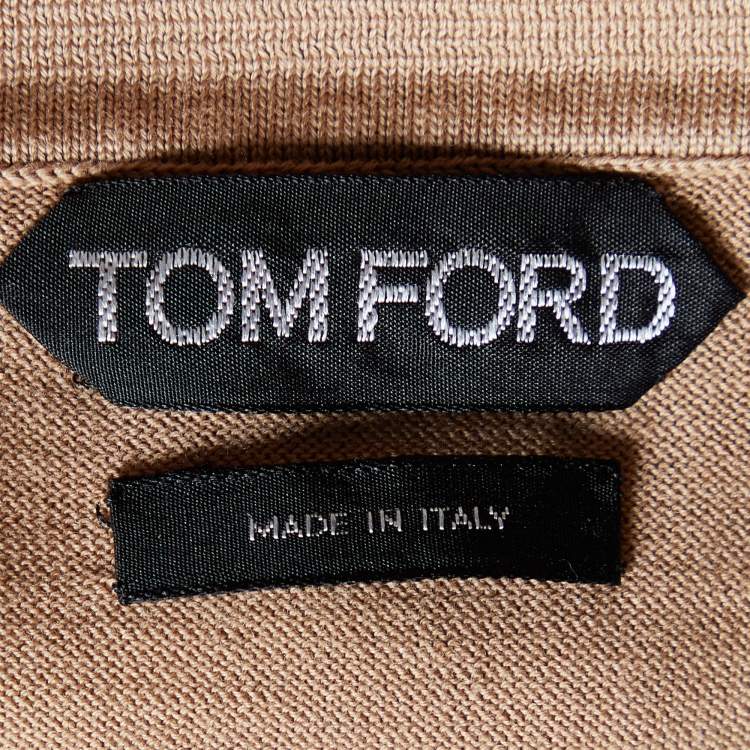 Pre Owned Tom Ford Light Brown Cotton Knit Polo T-Shirt 3XL