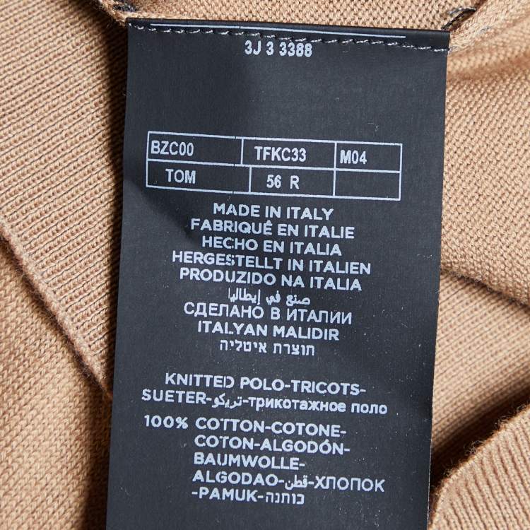 Pre Owned Tom Ford Light Brown Cotton Knit Polo T-Shirt 3XL
