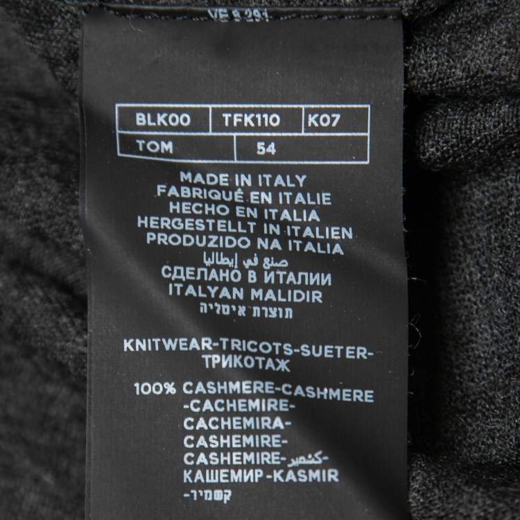 Pre Owned Tom Ford Grey Cashmere Crew Neck Pullover 2XL