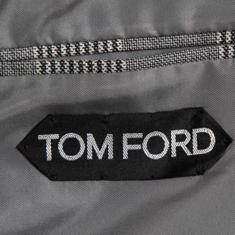 Pre Owned Tom Ford Charcoal Grey Checked Wool Single Breasted Blazer & Pant Suit 3XL