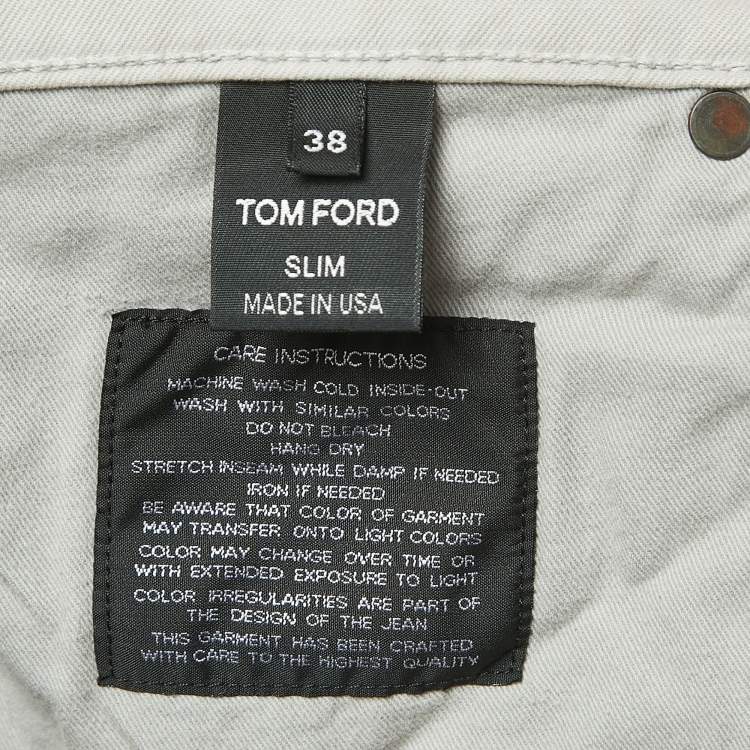 Pre Owned Tom Ford Grey Denim Buttoned Slim Fit Jeans XXL Waist 38"