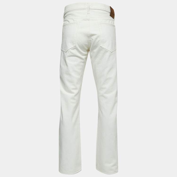 Pre Owned Tom Ford White Denim Buttoned Straight Fit Jeans XXL Waist 38"