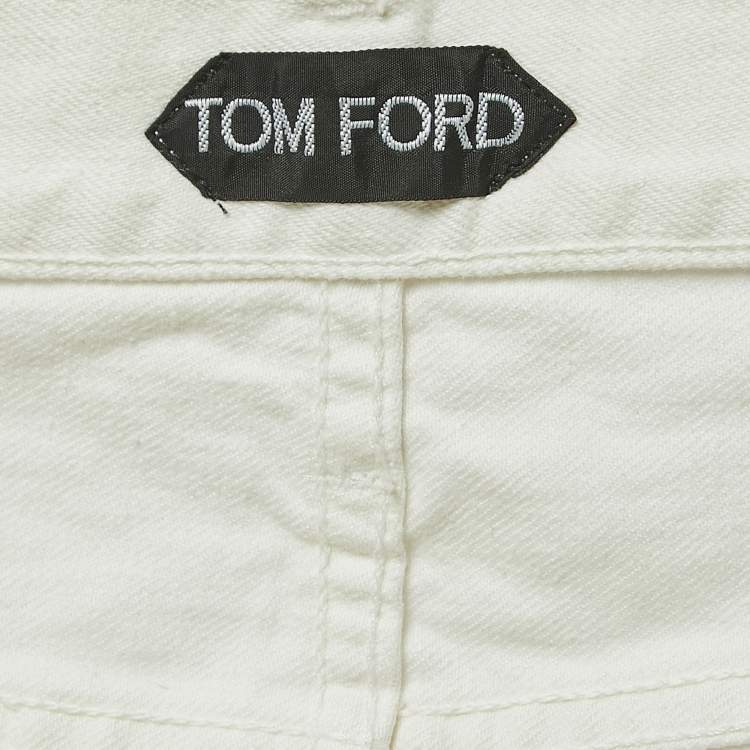 Pre Owned Tom Ford White Denim Buttoned Straight Fit Jeans XXL Waist 38"