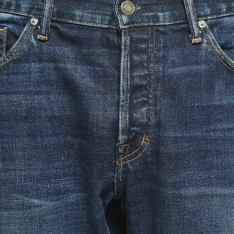 مملوكة مسبقًا Tom Ford Blue Washed Denim Straight Fit Jeans XXL Waist 38"