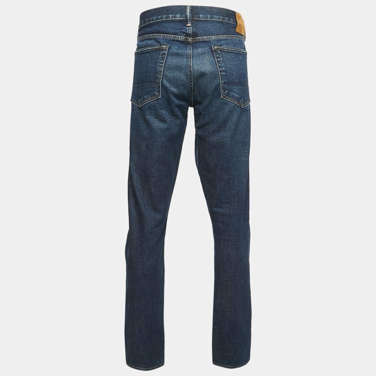 مملوكة مسبقًا Tom Ford Blue Washed Denim Straight Fit Jeans XXL Waist 38"