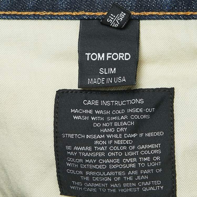 مملوكة مسبقًا Tom Ford Blue Washed Denim Straight Fit Jeans XXL Waist 38"