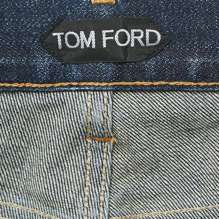 مملوكة مسبقًا Tom Ford Blue Washed Denim Straight Fit Jeans XXL Waist 38"