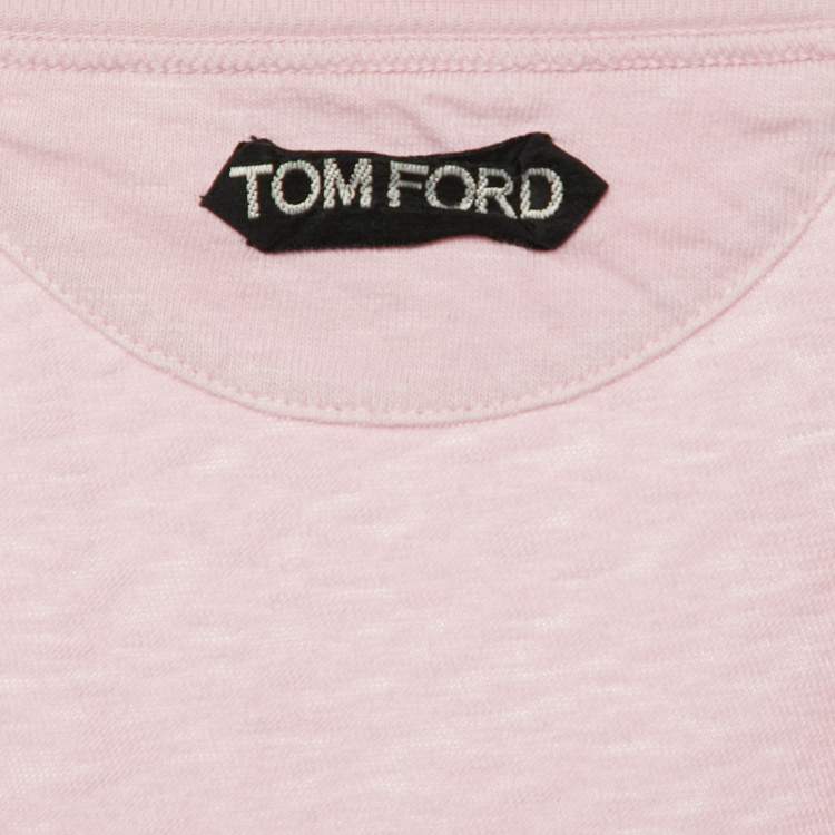 Pre Owned Tom Ford Light Pink Cotton Knit V-Neck T-Shirt XL