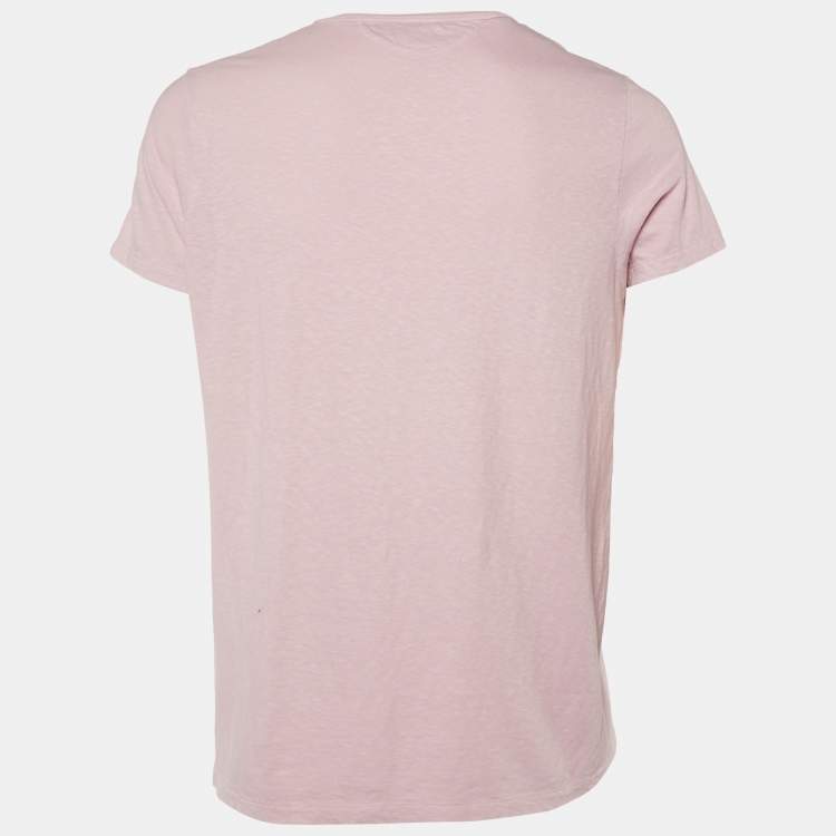 Pre Owned Tom Ford Light Pink Cotton Knit V-Neck T-Shirt XL