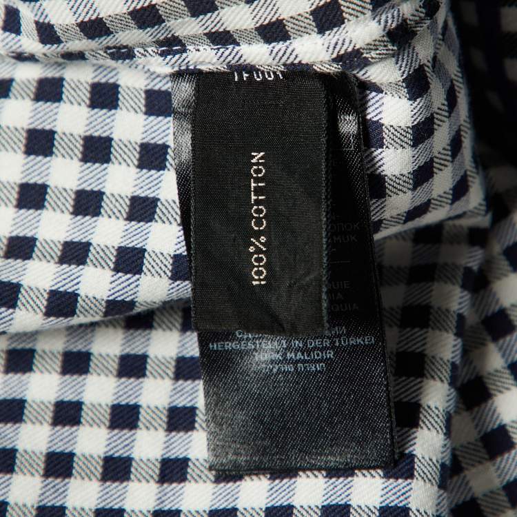 Pre Owned Tom Ford Navy Blue Checkered Cotton Button Front Shirt M