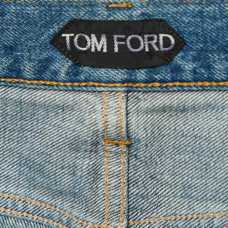مملوكة مسبقًا Tom Ford Blue Denim Straight leg Jeans XL