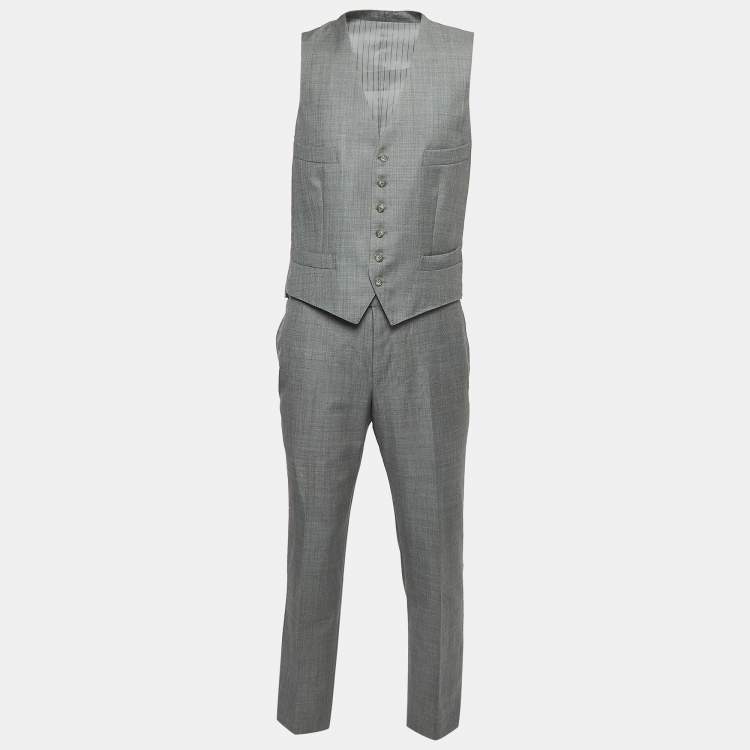 Pre Owned Tom Ford Grey Wool Tailored 3 Piece Suit L