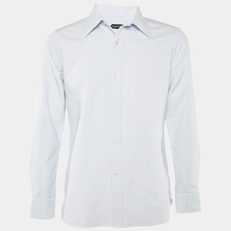 Pre Owned Tom Ford Blue Cotton Button Front Shirt L