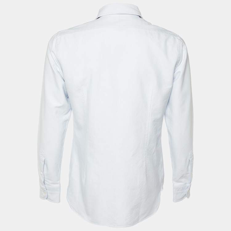 Pre Owned Tom Ford Blue Cotton Button Front Shirt L
