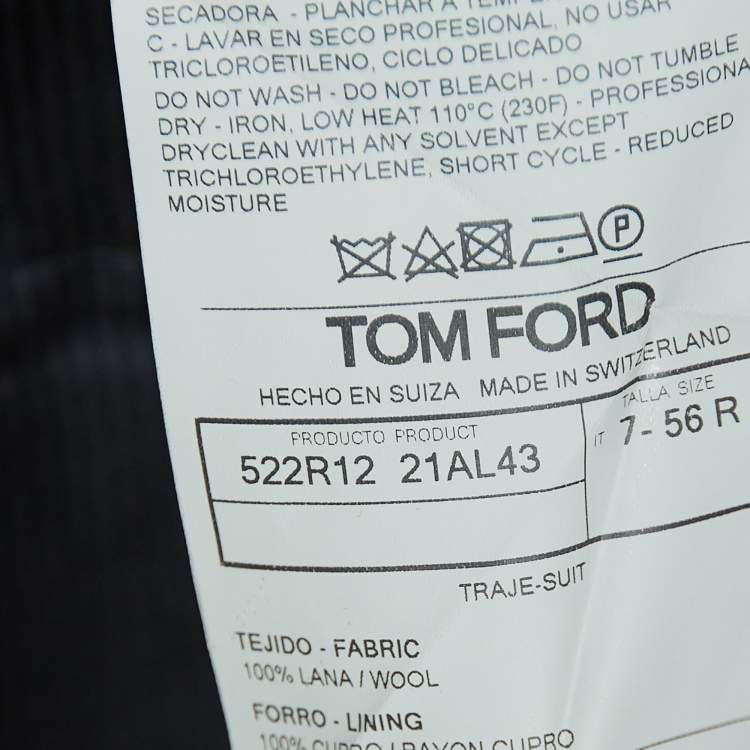 Pre Owned Tom Ford Black Wool Regular Fit Tailored Trousers 3XL