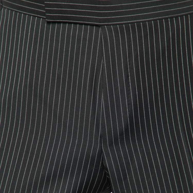 Pre Owned Tom Ford Black Pinstriped Wool Regular Fit Trousers S