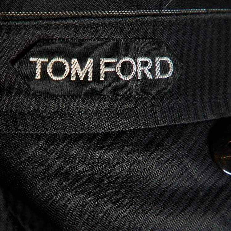 Pre Owned Tom Ford Black Pinstriped Wool Regular Fit Trousers S