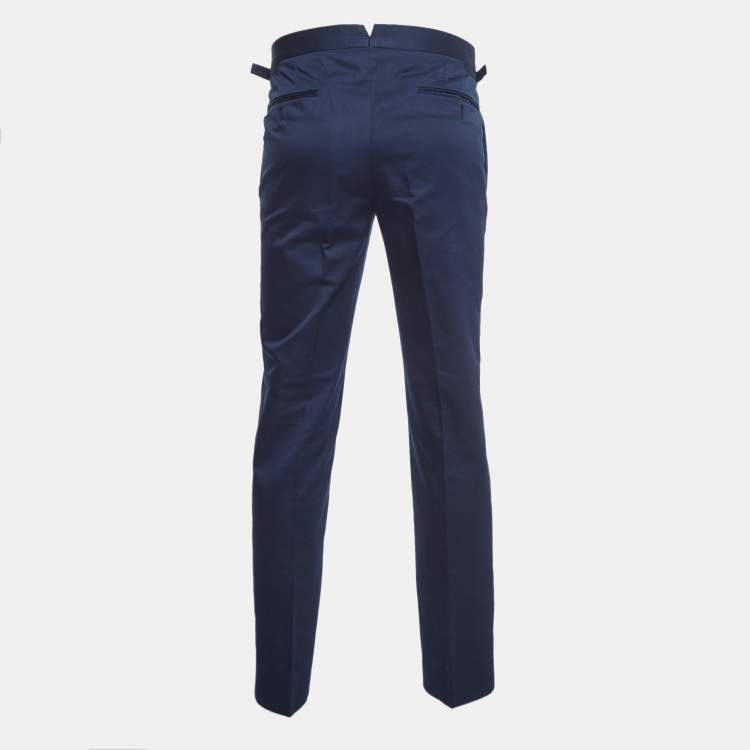 مملوكة مسبقًا Tom Ford Navy Blue Cotton Regular Fit Pants M