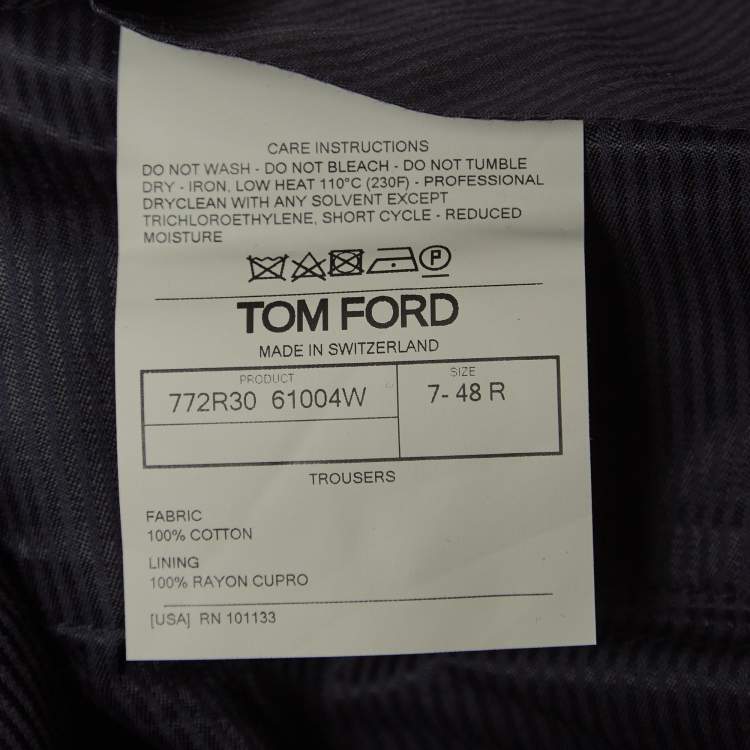مملوكة مسبقًا Tom Ford Navy Blue Cotton Regular Fit Pants M