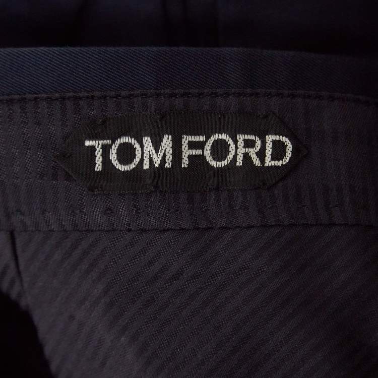 مملوكة مسبقًا Tom Ford Navy Blue Cotton Regular Fit Pants M