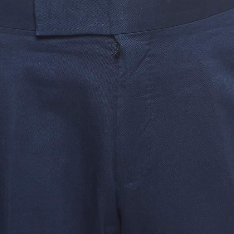 مملوكة مسبقًا Tom Ford Navy Blue Cotton Regular Fit Pants M