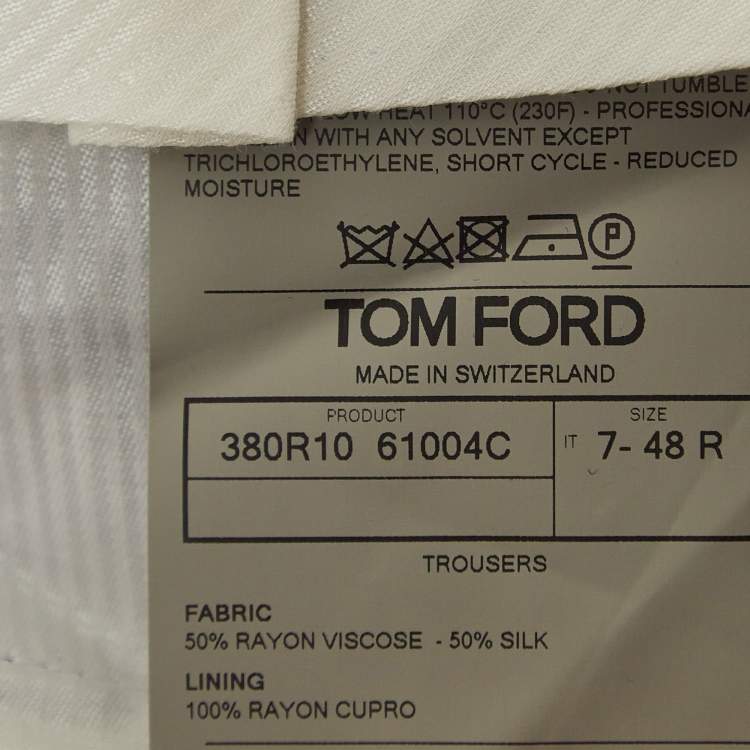 Pre Owned Tom Ford Blue Chambray Silk Blend Straight Fit Trousers M