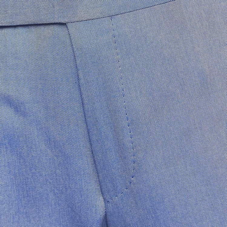 Pre Owned Tom Ford Blue Chambray Silk Blend Straight Fit Trousers M