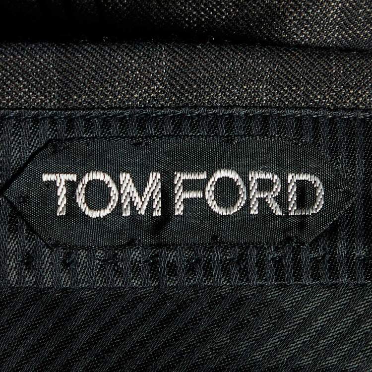 Pre Owned Tom Ford Dark Brown Checked Wool Regular Fit Tailored Trousers M