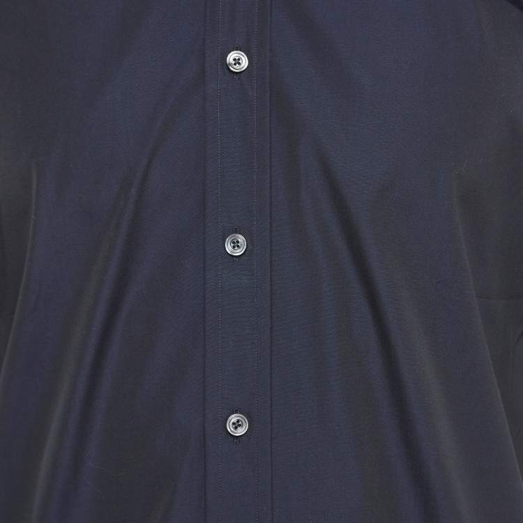 Pre Owned Tom Ford Navy Blue Cotton Long Sleeve Shirt M