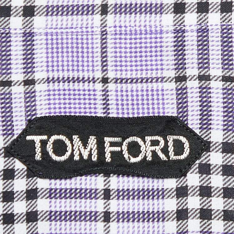 مملوكة مسبقًا Tom Ford Purple Plaid Checked Cotton Long Sleeve Shirt M