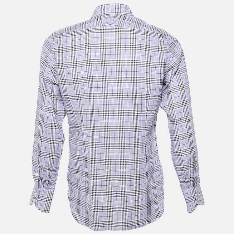 مملوكة مسبقًا Tom Ford Purple Plaid Checked Cotton Long Sleeve Shirt M