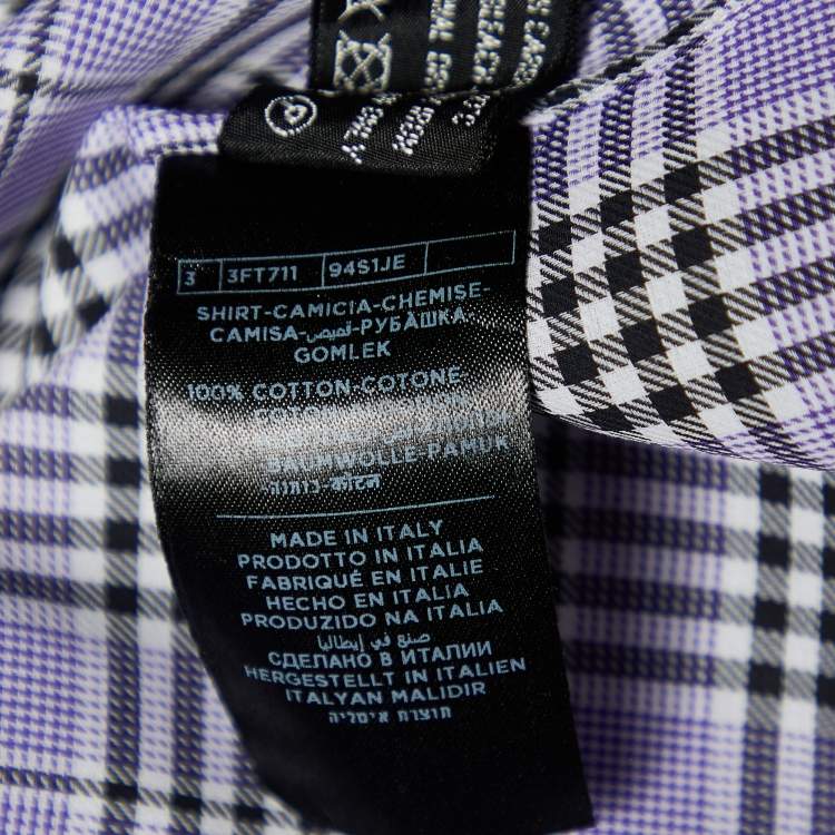 مملوكة مسبقًا Tom Ford Purple Plaid Checked Cotton Long Sleeve Shirt M