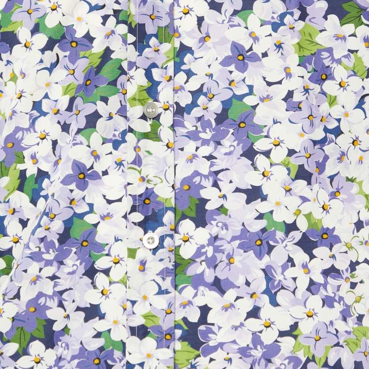 مملوكة مسبقًا Tom Ford Purple Floral Print Cotton Long Sleeve Shirt M