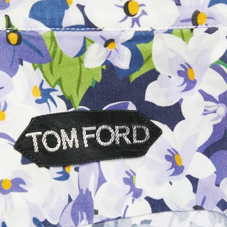 مملوكة مسبقًا Tom Ford Purple Floral Print Cotton Long Sleeve Shirt M