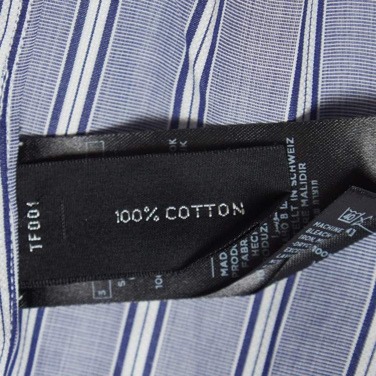 مملوكة مسبقًا Tom Ford Navy Blue Striped Cotton Long Sleeve Shirt M