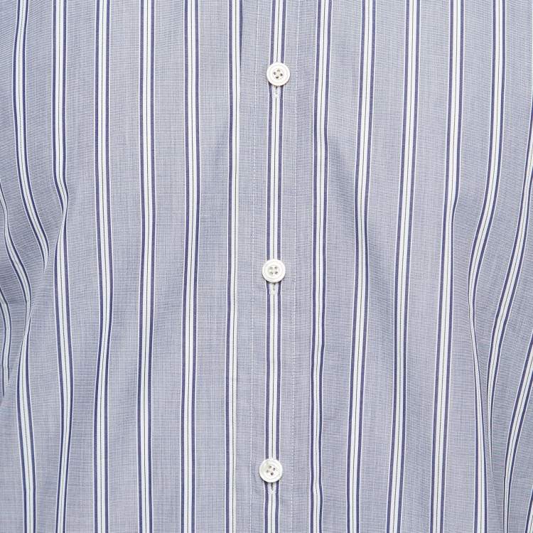 مملوكة مسبقًا Tom Ford Navy Blue Striped Cotton Long Sleeve Shirt M
